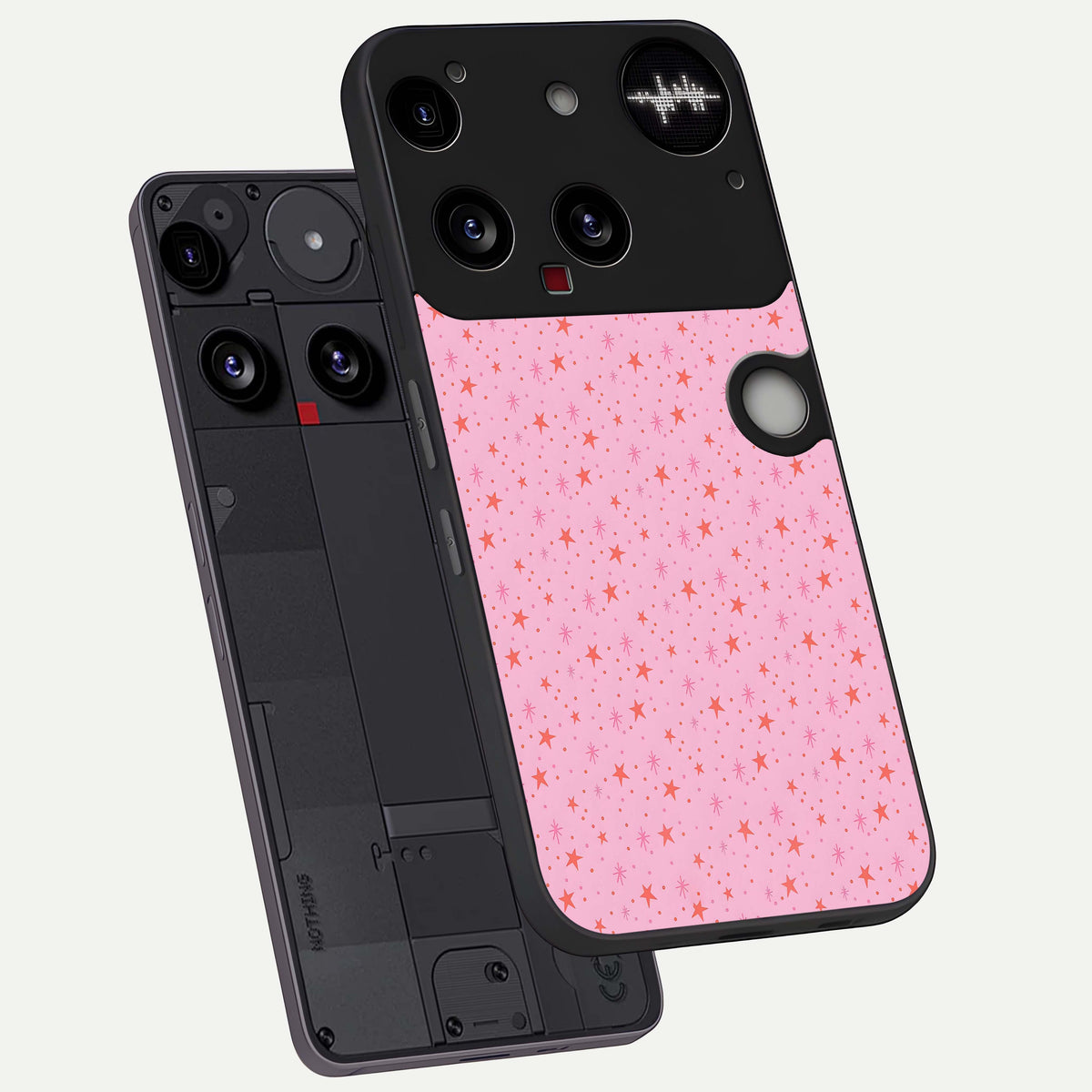  Cosmic Pink Sparkle phone case For Nothing Phone 3 showing premium glass back cover with detailed artwork