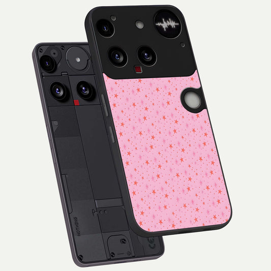  Cosmic Pink Sparkle phone case For Nothing Phone 3 showing premium glass back cover with detailed artwork