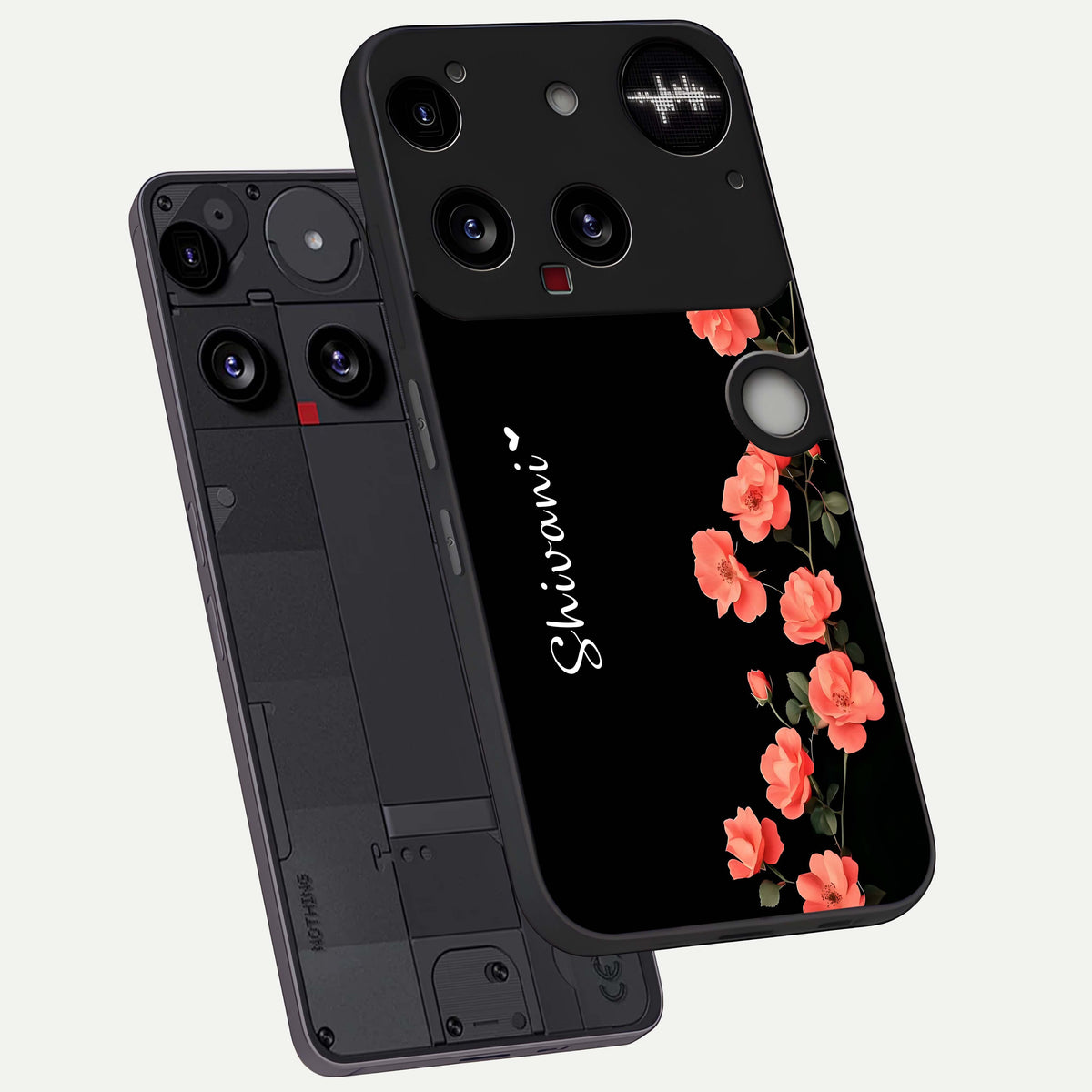  Crimson Bloom Grace Custom Name phone case For Nothing Phone 3 showing premium glass back cover with detailed artwork