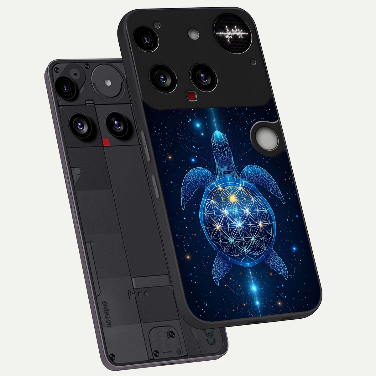  Crimson Blue Turtle phone case For Nothing Phone 3 showing premium glass back cover with detailed artwork