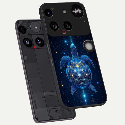  Crimson Blue Turtle phone case For Nothing Phone 3 showing premium glass back cover with detailed artwork