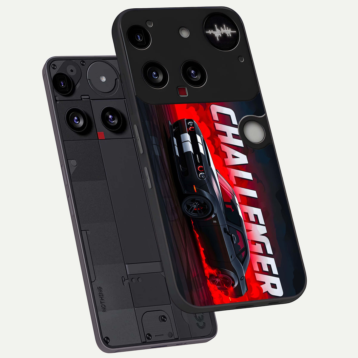  Crimson Challenger Fury phone case For Nothing Phone 3 showing premium glass back cover with detailed artwork