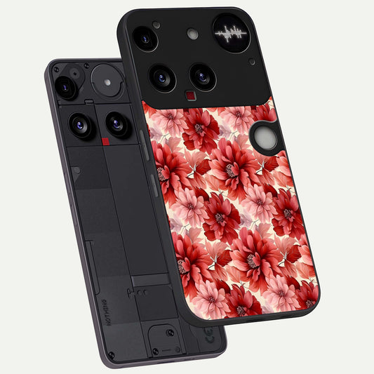  Crimson Love Petals phone case For Nothing Phone 3 showing premium glass back cover with detailed artwork