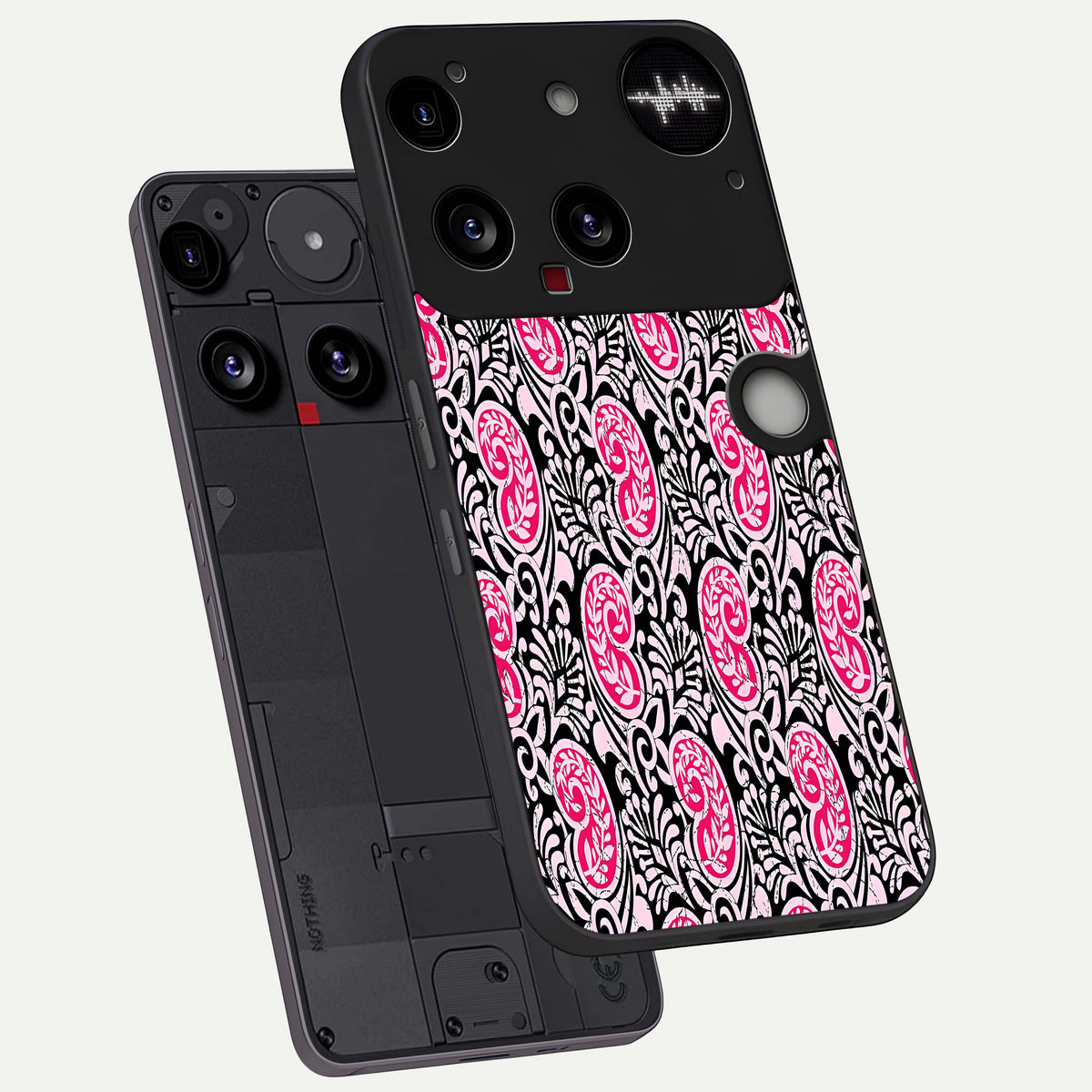  Crimson Paisley Charm phone case For Nothing Phone 3 showing premium glass back cover with detailed artwork