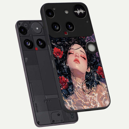  Crimson Rose Serenity phone case For Nothing Phone 3 showing premium glass back cover with detailed artwork