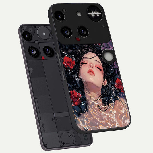  Crimson Rose Serenity phone case For Nothing Phone 3 showing premium glass back cover with detailed artwork