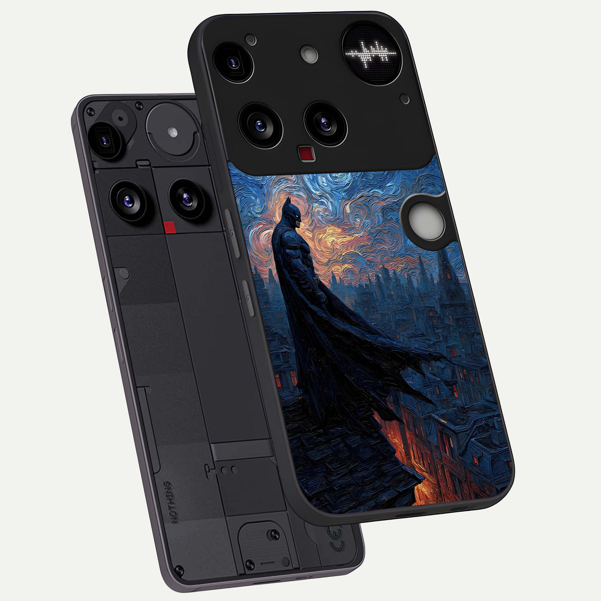  Dark Knight Dusk phone case For Nothing Phone 3 showing premium glass back cover with detailed artwork