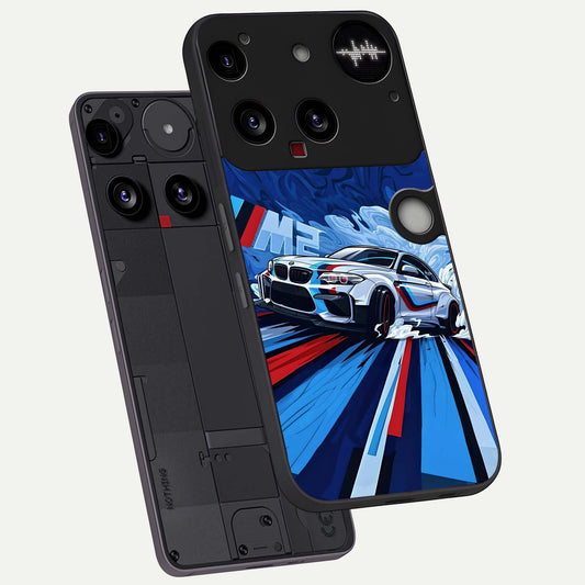  Drift Power Rush phone case For Nothing Phone 3 showing premium glass back cover with detailed artwork