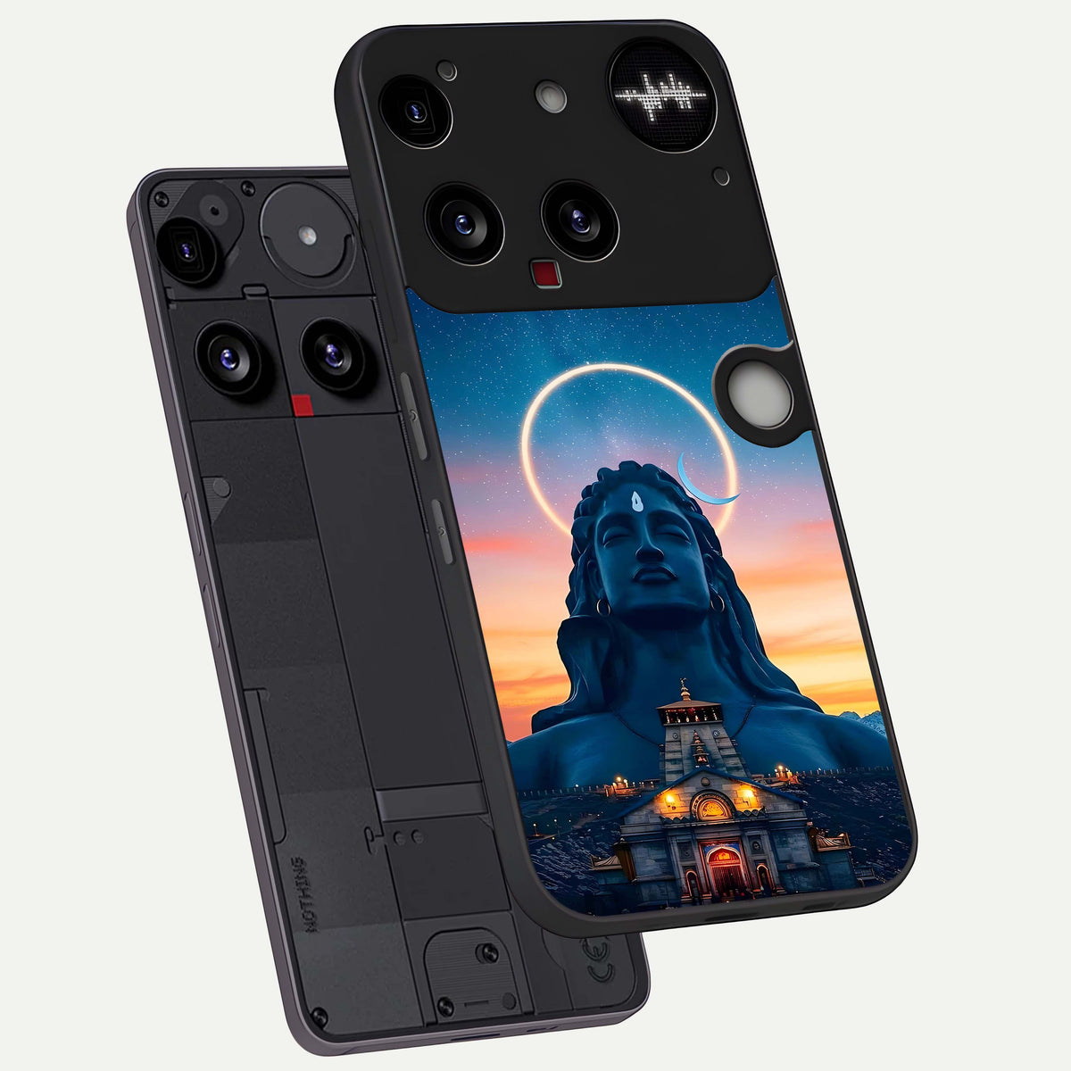  Eternal Shiva Aura phone case For Nothing Phone 3 showing premium glass back cover with detailed artwork