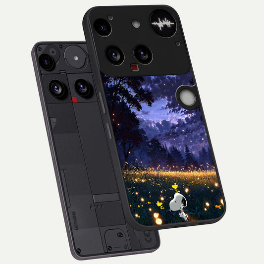  Firefly Meadow Magic phone case For Nothing Phone 3 showing premium glass back cover with detailed artwork