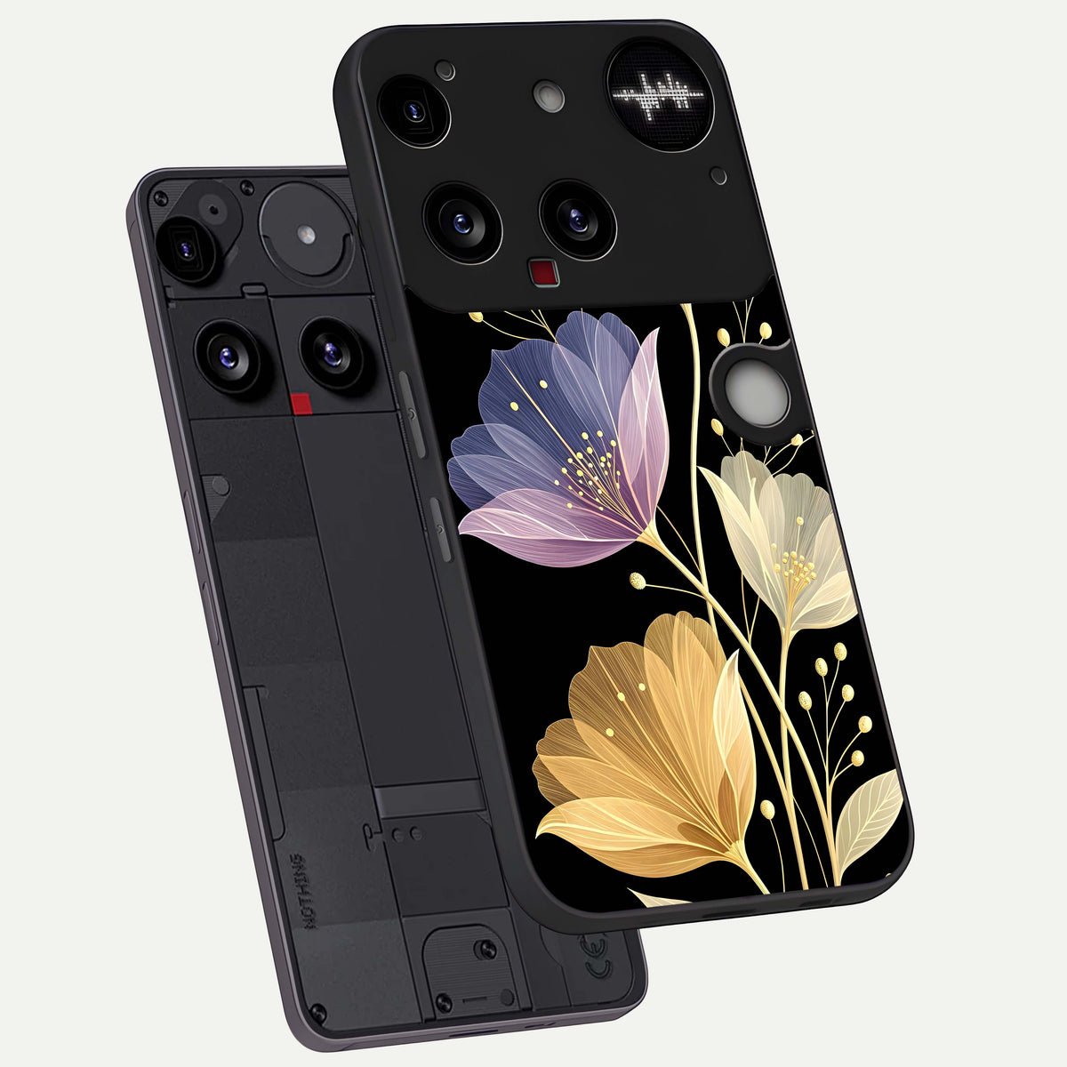  Flower Bloom Glow phone case For Nothing Phone 3 showing premium glass back cover with detailed artwork