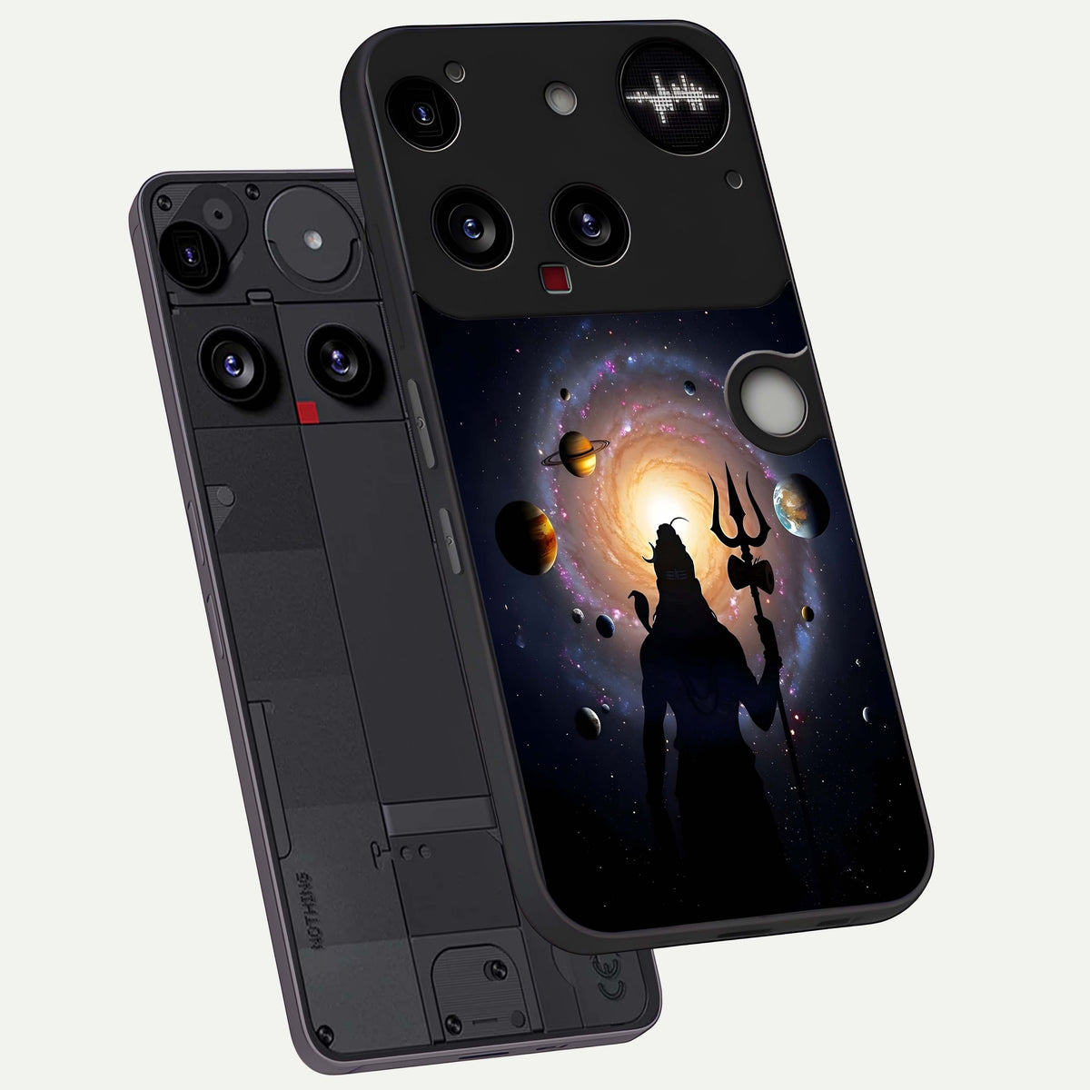  Galactic Shiva Vision phone case For Nothing Phone 3 showing premium glass back cover with detailed artwork