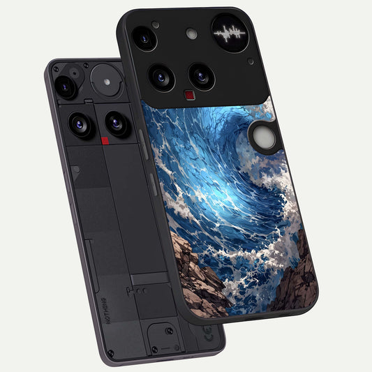  Giant Ocean Wave phone case For Nothing Phone 3 showing premium glass back cover with detailed artwork