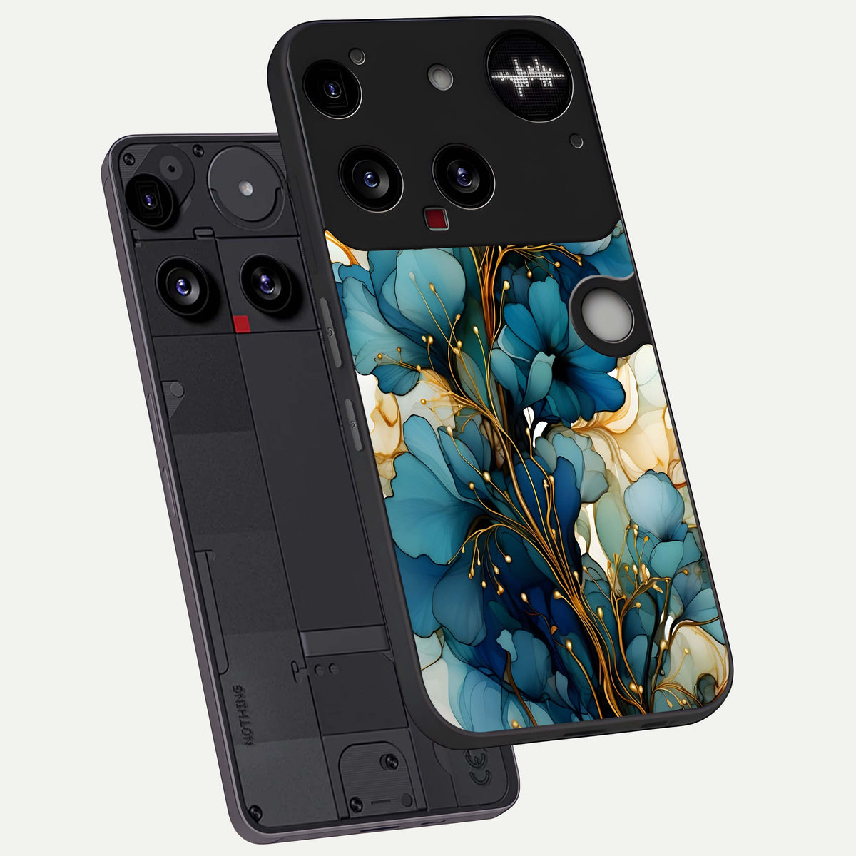  Golden Bloom Symphony phone case For Nothing Phone 3 showing premium glass back cover with detailed artwork