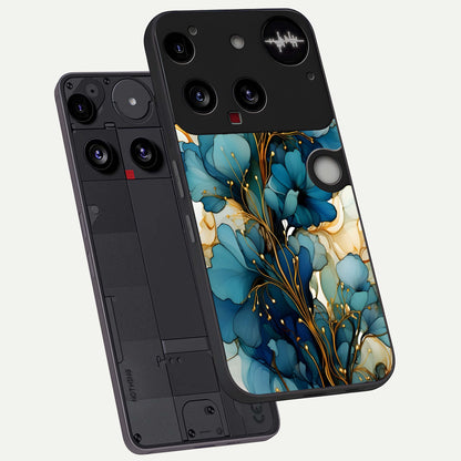  Golden Bloom Symphony phone case For Nothing Phone 3 showing premium glass back cover with detailed artwork