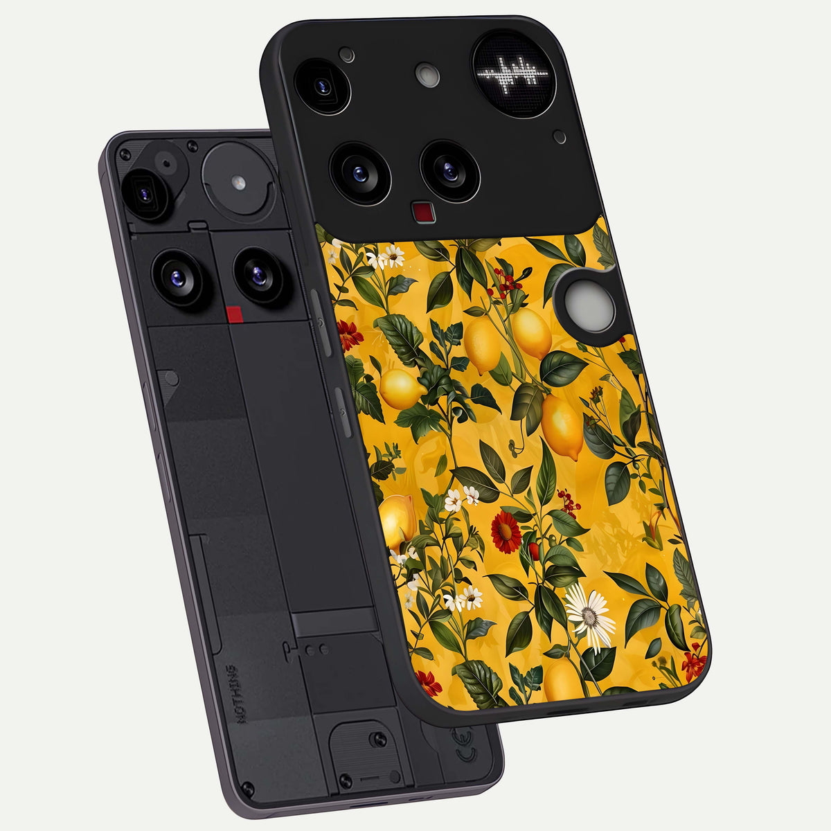  Golden Lemon Field phone case For Nothing Phone 3 showing premium glass back cover with detailed artwork