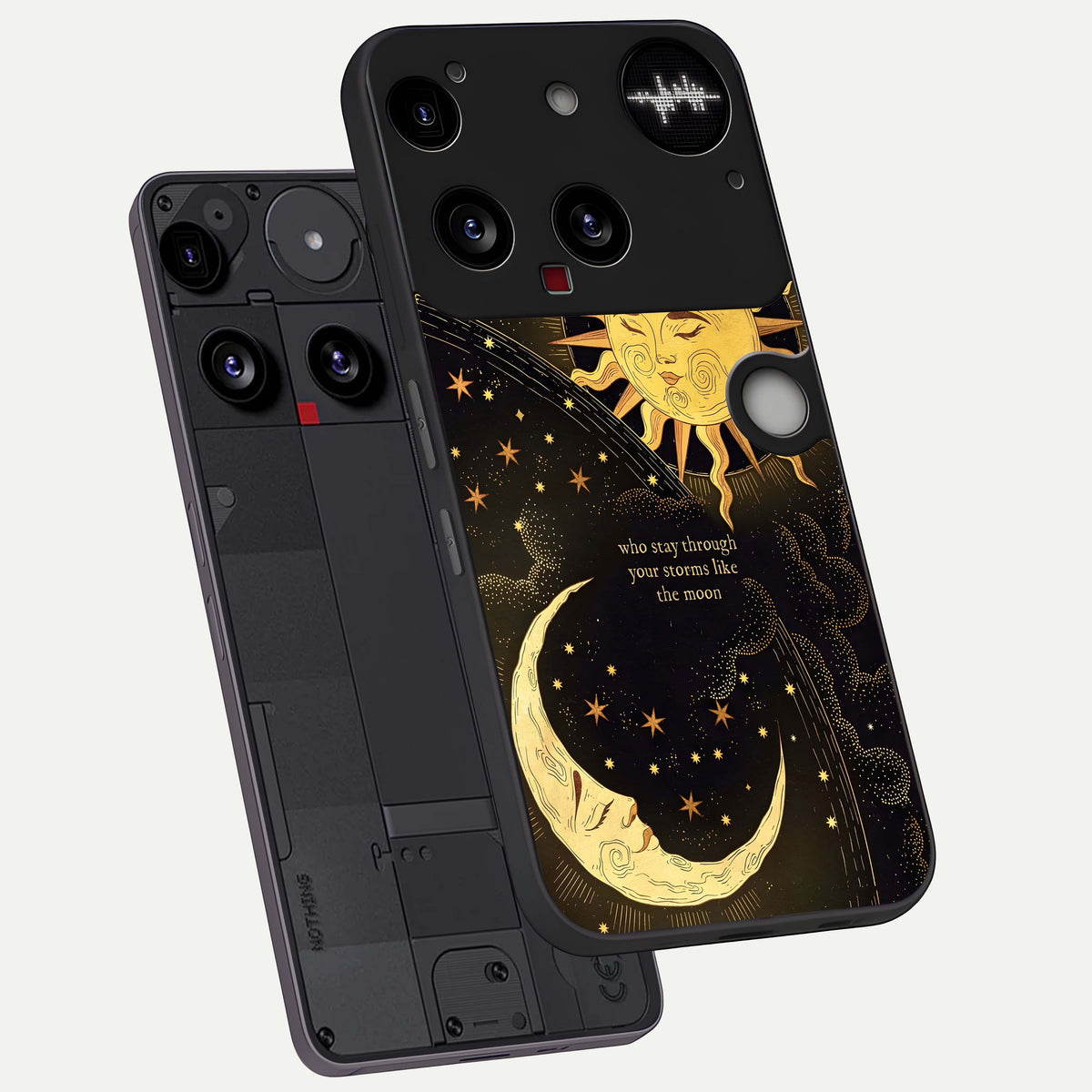  Golden Lunar Love phone case For Nothing Phone 3 showing premium glass back cover with detailed artwork