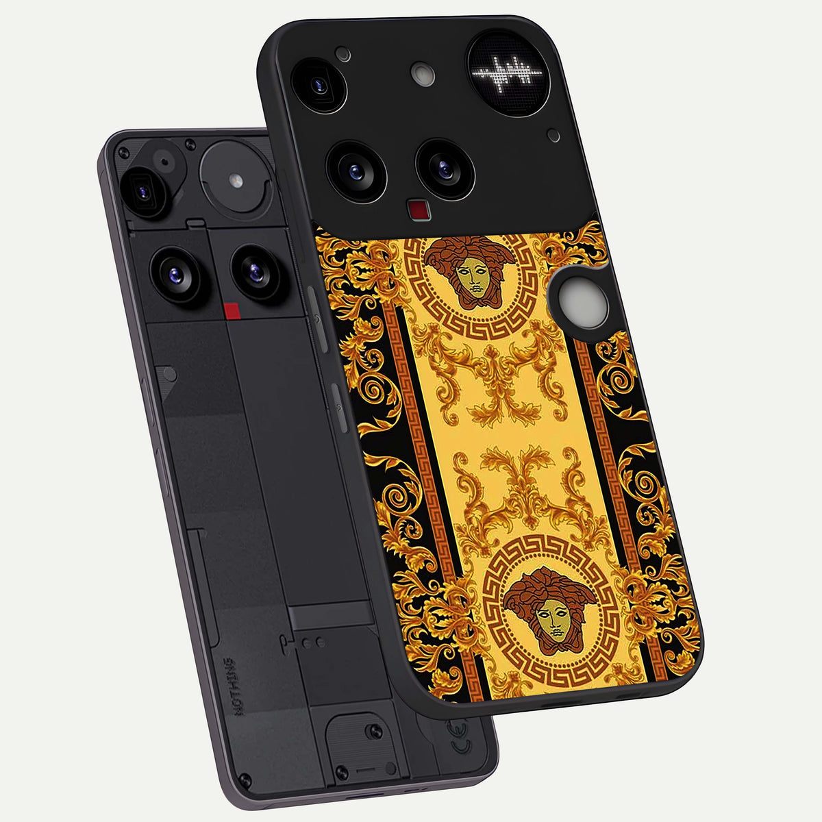  Golden Royal Heritage phone case For Nothing Phone 3 showing premium glass back cover with detailed artwork