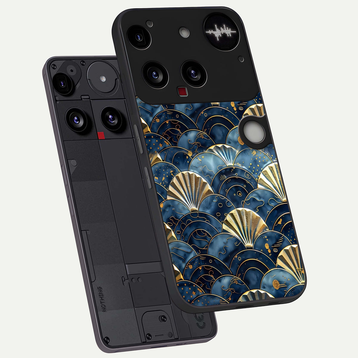  Golden Wave Luxe phone case For Nothing Phone 3 showing premium glass back cover with detailed artwork
