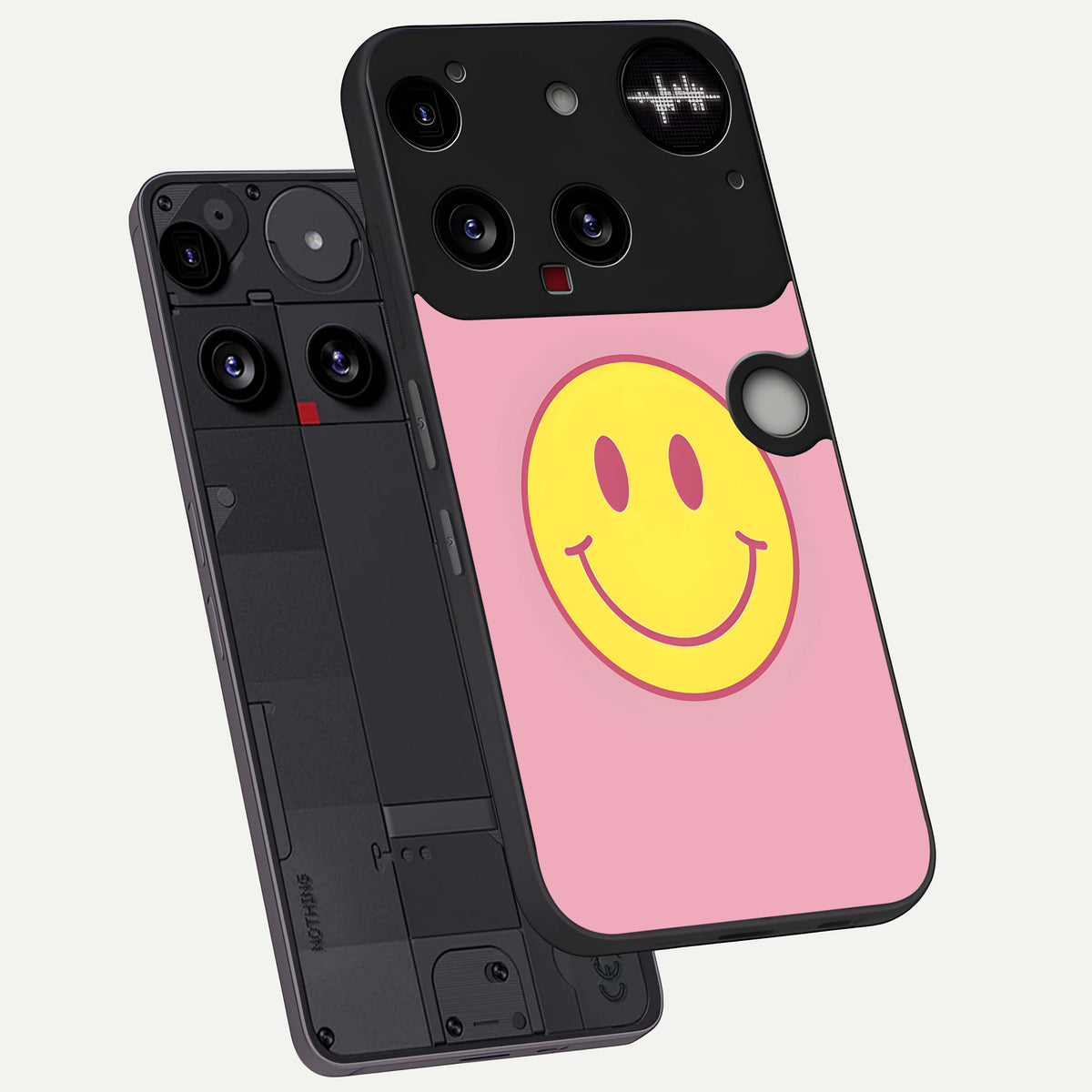  Happy Pink Mood phone case For Nothing Phone 3 showing premium glass back cover with detailed artwork