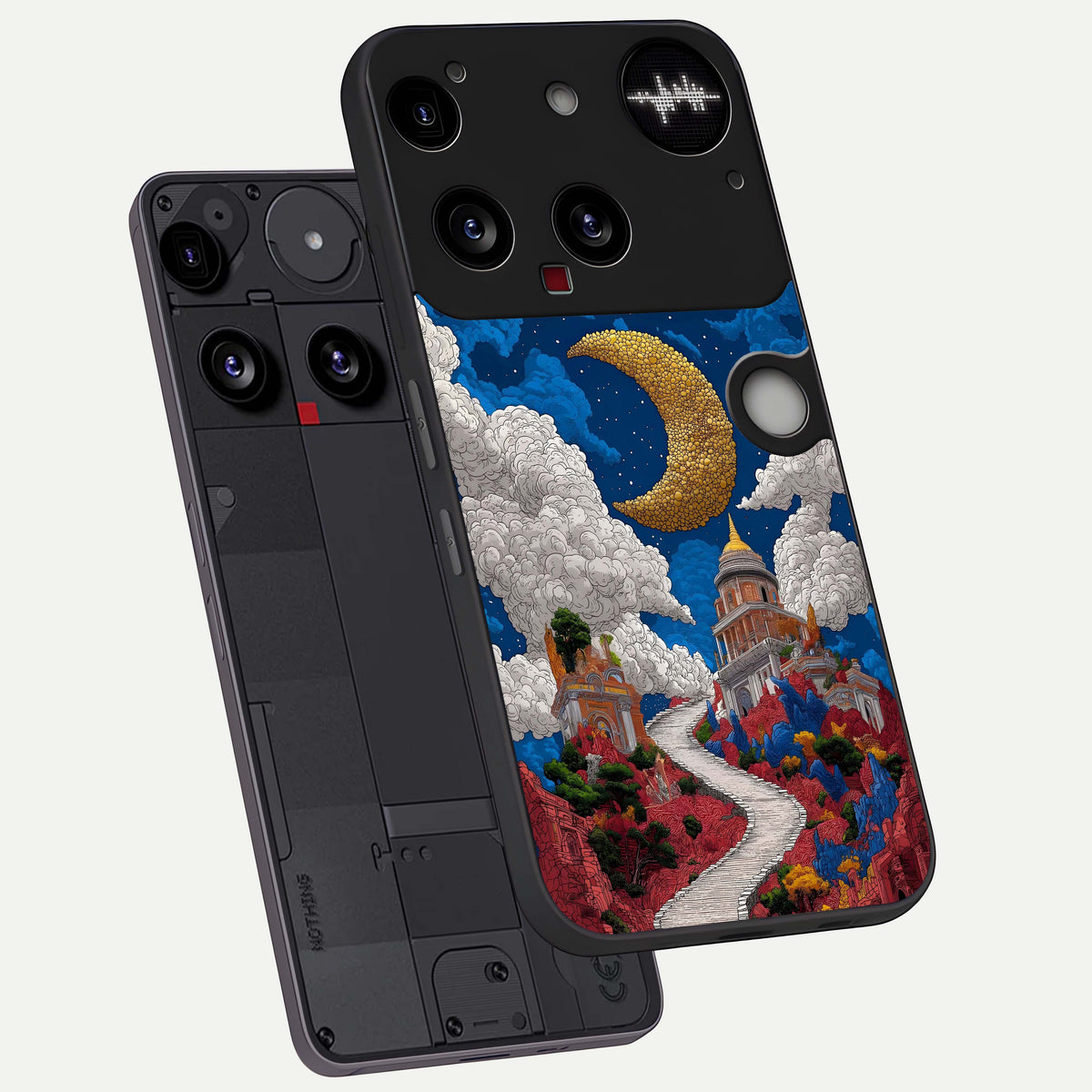  Heavenly Moon Path phone case For Nothing Phone 3 showing premium glass back cover with detailed artwork