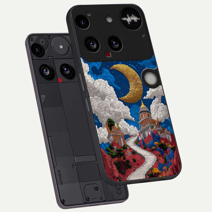  Heavenly Moon Path phone case For Nothing Phone 3 showing premium glass back cover with detailed artwork