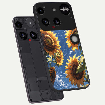  Heavenly Sunflower Rise phone case For Nothing Phone 3 showing premium glass back cover with detailed artwork