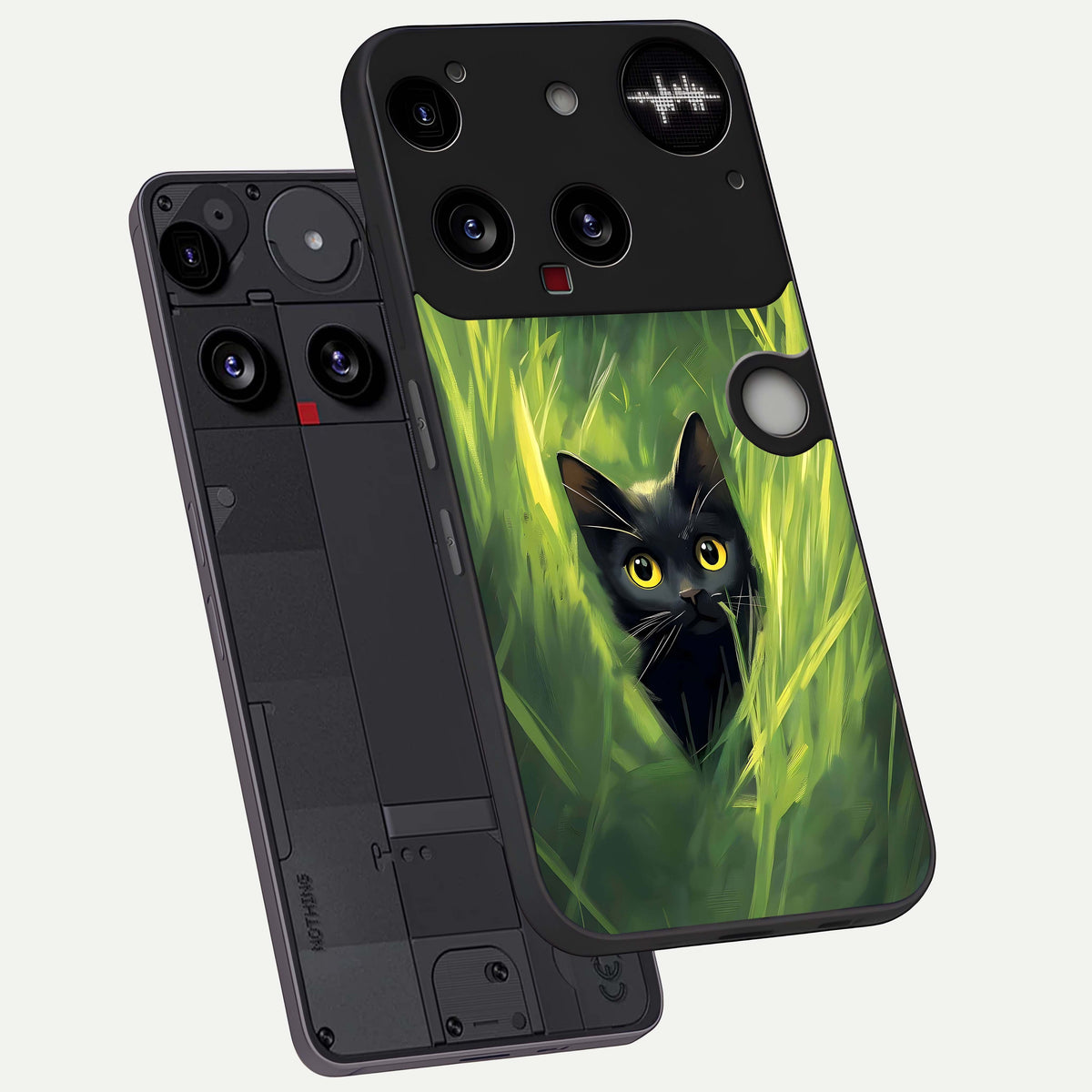  Hidden Cat Whisper phone case For Nothing Phone 3 showing premium glass back cover with detailed artwork