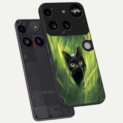  Hidden Cat Whisper phone case For Nothing Phone 3 showing premium glass back cover with detailed artwork