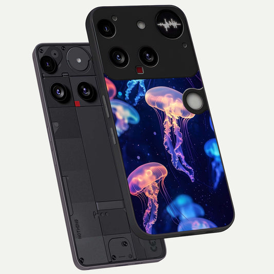  Jellyfish Pattern phone case For Nothing Phone 3 showing premium glass back cover with detailed artwork