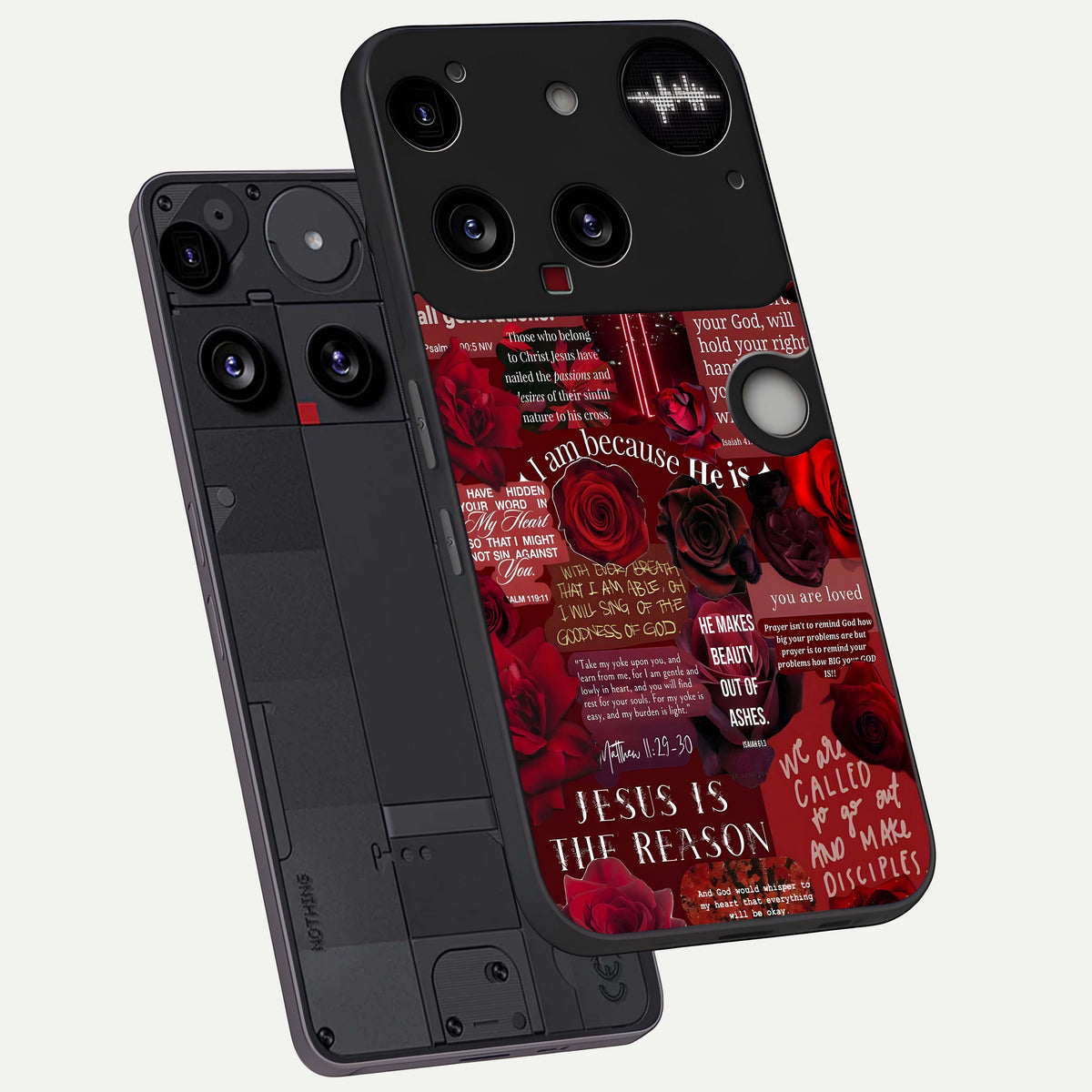  Jesus Love Heals phone case For Nothing Phone 3 showing premium glass back cover with detailed artwork
