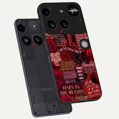  Jesus Love Heals phone case For Nothing Phone 3 showing premium glass back cover with detailed artwork