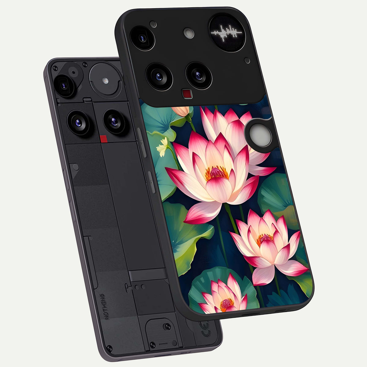  Lotus Dream Serenity phone case For Nothing Phone 3 showing premium glass back cover with detailed artwork