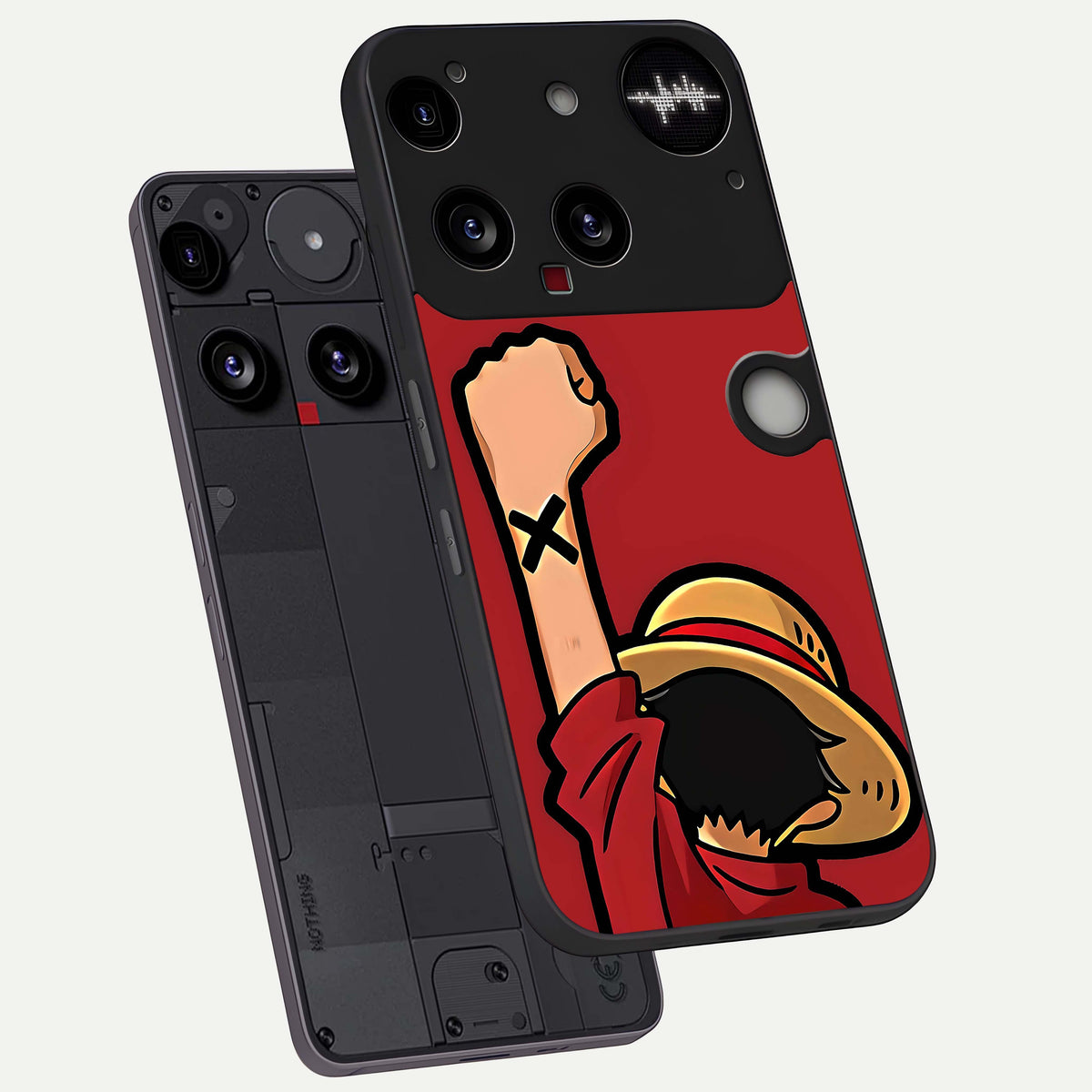  Luffy X Spirit phone case For Nothing Phone 3 showing premium glass back cover with detailed artwork