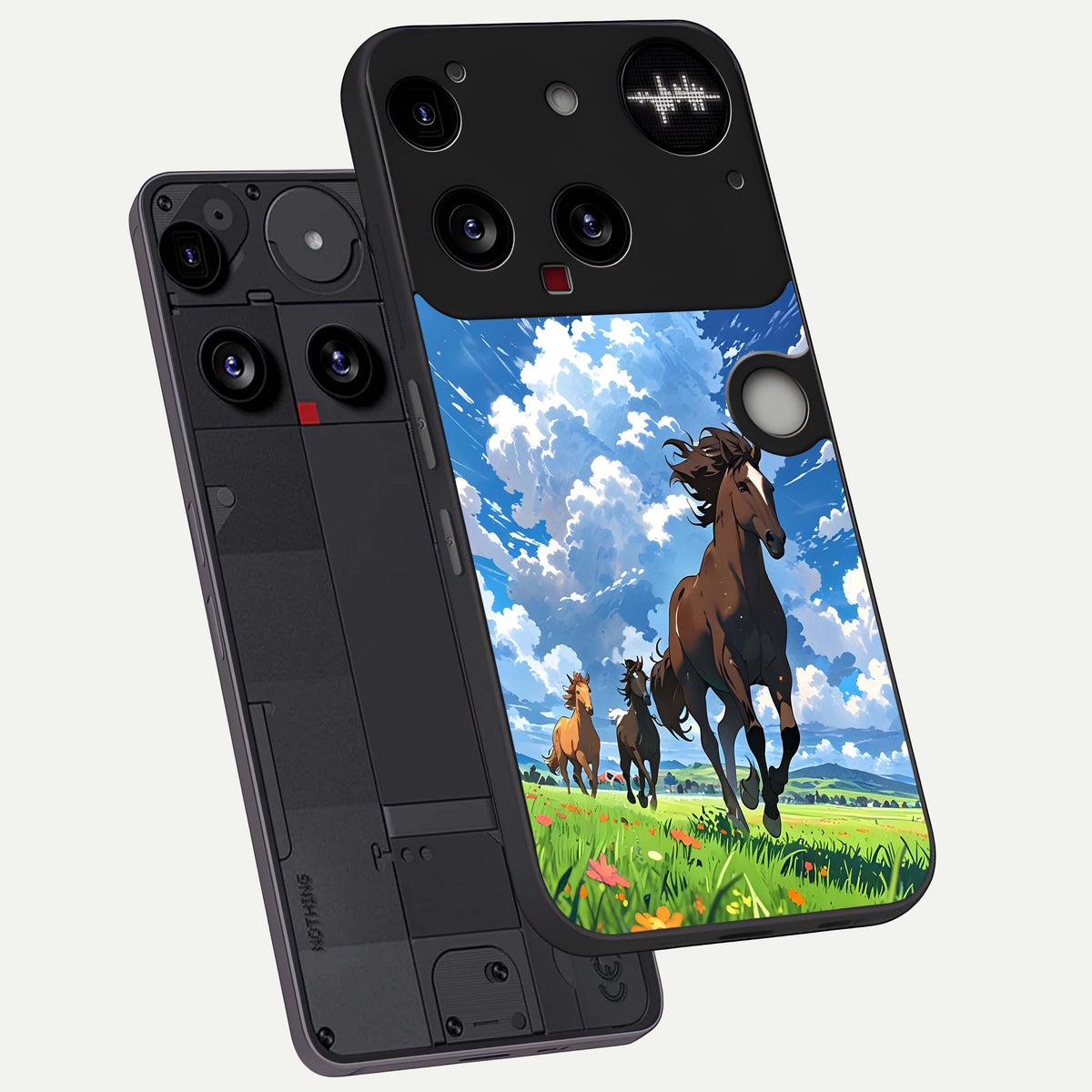  Majestic Horses Galloping phone case For Nothing Phone 3 showing premium glass back cover with detailed artwork