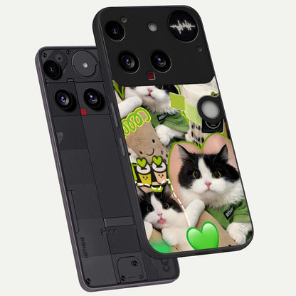 Matcha Cats Mood phone case For Nothing Phone 3 showing premium glass back cover with detailed artwork