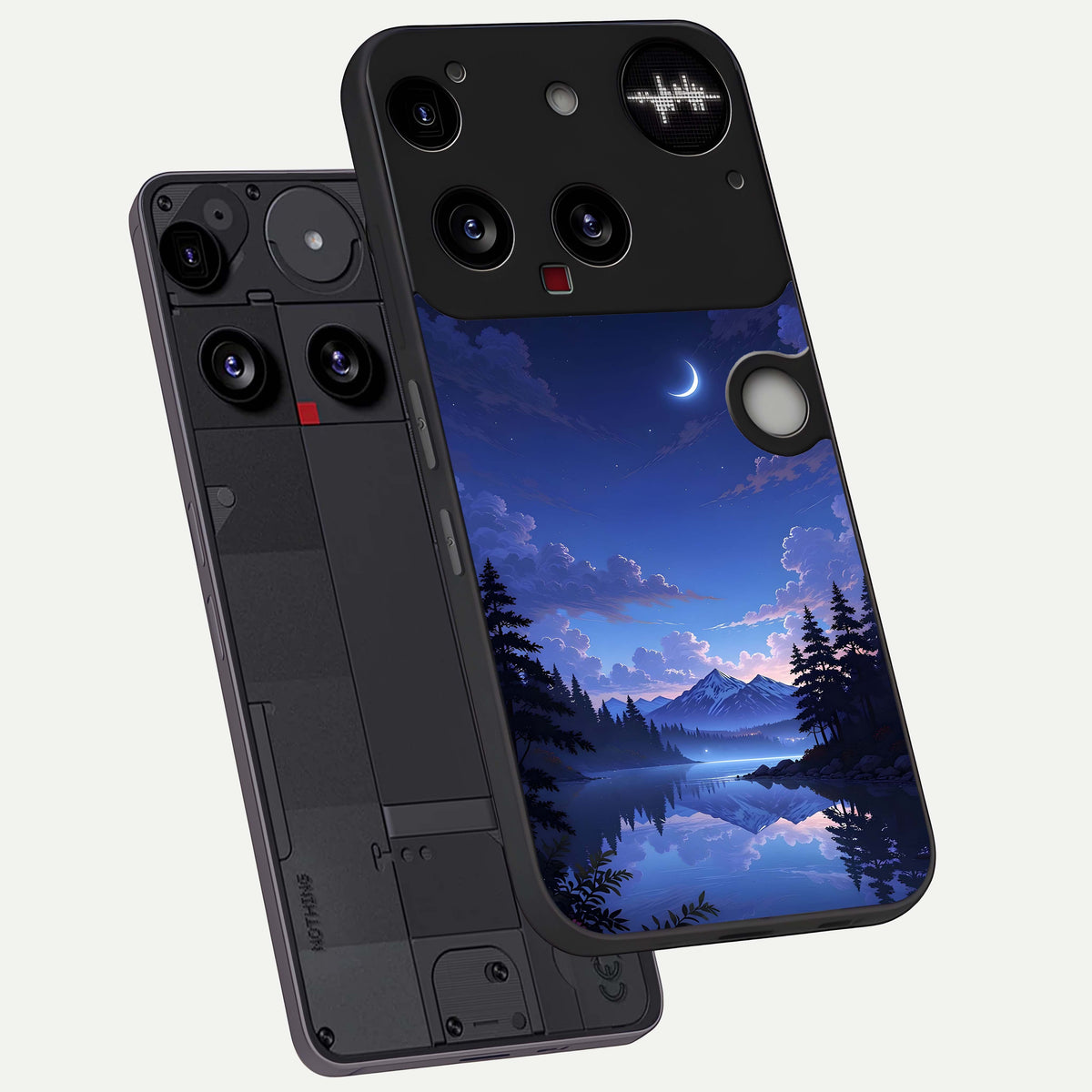  Midnight Lake Peace phone case For Nothing Phone 3 showing premium glass back cover with detailed artwork