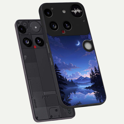  Midnight Lake Peace phone case For Nothing Phone 3 showing premium glass back cover with detailed artwork