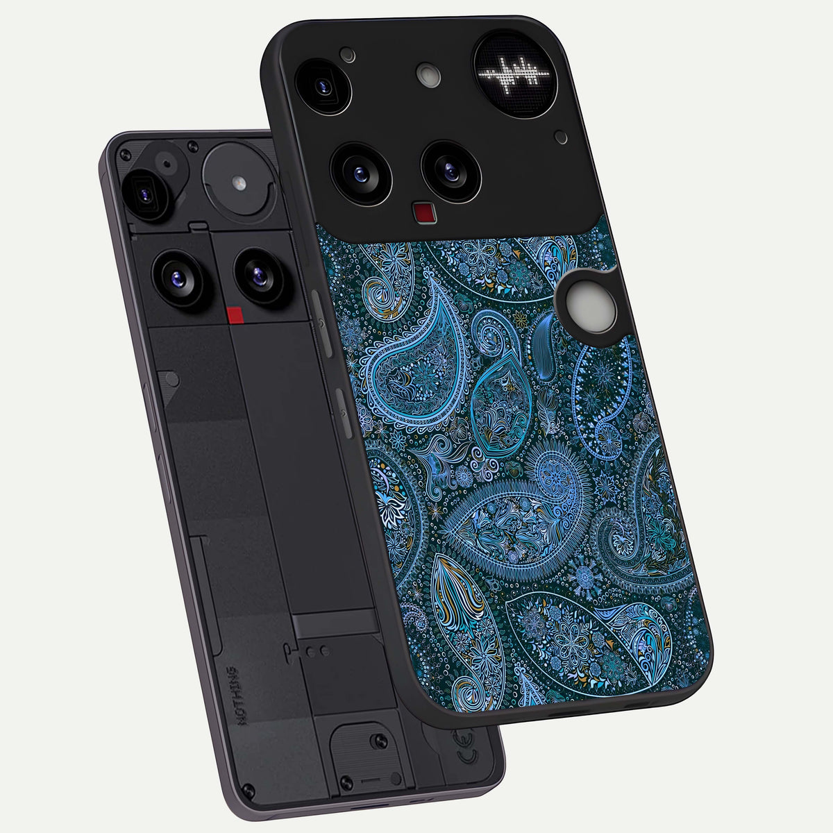  Midnight Paisley Glow phone case For Nothing Phone 3 showing premium glass back cover with detailed artwork