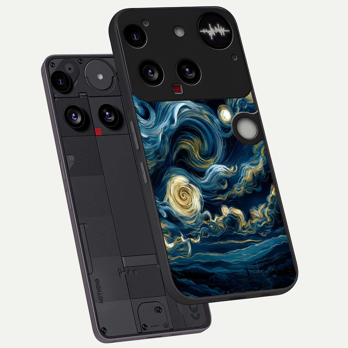  Midnight Sky Whirl phone case For Nothing Phone 3 showing premium glass back cover with detailed artwork
