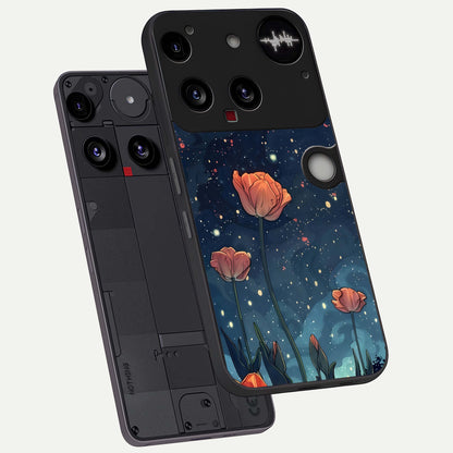  Midnight Tulip Glow phone case For Nothing Phone 3 showing premium glass back cover with detailed artwork