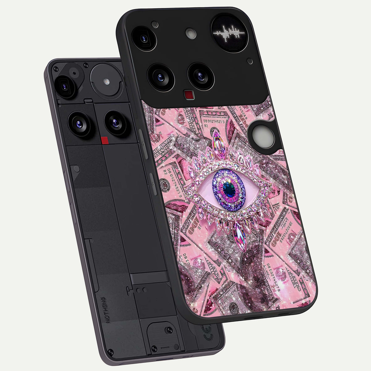  Money Eye Luxe phone case For Nothing Phone 3 showing premium glass back cover with detailed artwork