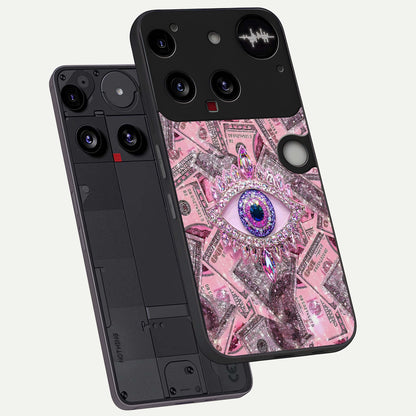  Money Eye Luxe phone case For Nothing Phone 3 showing premium glass back cover with detailed artwork