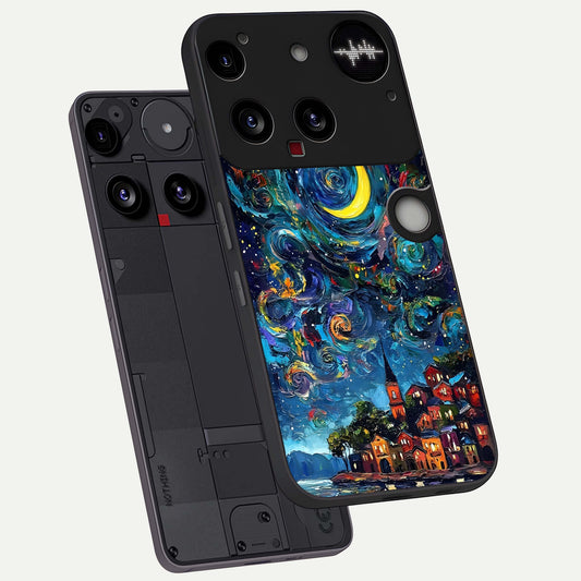  Moonlight Harbor Glow phone case For Nothing Phone 3 showing premium glass back cover with detailed artwork