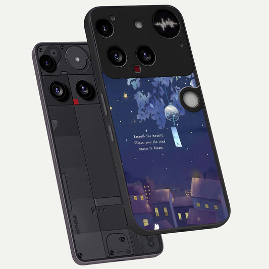  Moonlit Cat Silence phone case For Nothing Phone 3 showing premium glass back cover with detailed artwork