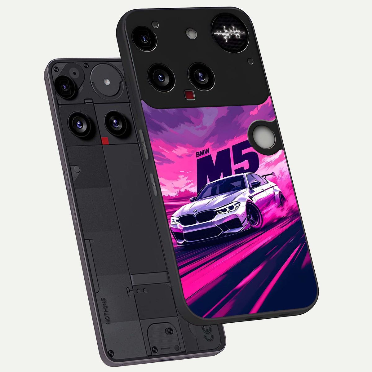  MS Neon Car phone case For Nothing Phone 3 showing premium glass back cover with detailed artwork