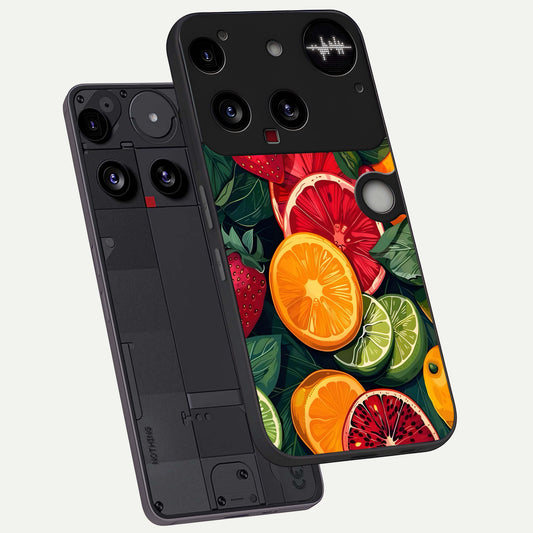 Multiple Fruits phone case For Nothing Phone 3 showing premium glass back cover with detailed artwork