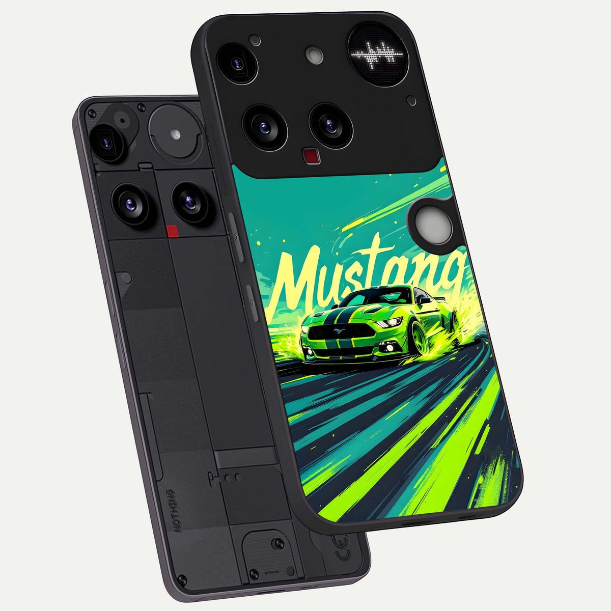  Mustang Bang phone case For Nothing Phone 3 showing premium glass back cover with detailed artwork