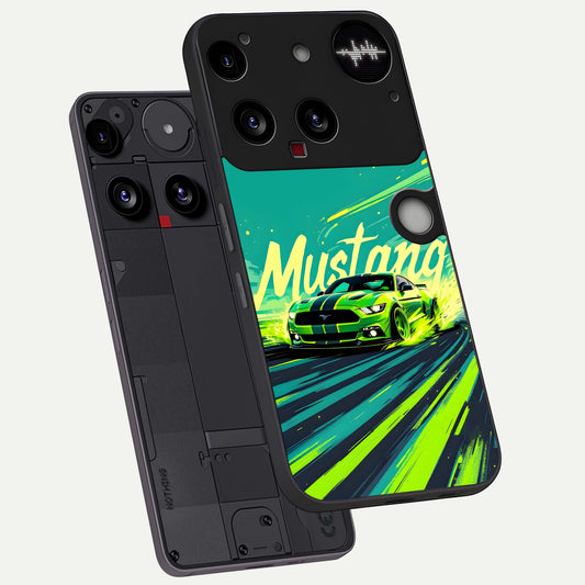  Mustang Bang phone case For Nothing Phone 3 showing premium glass back cover with detailed artwork
