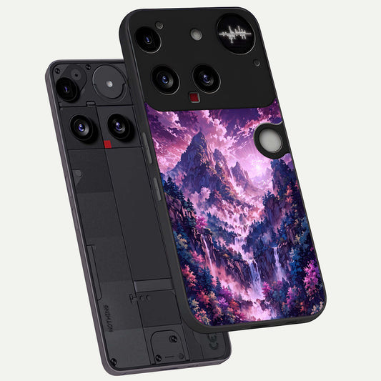  Mystic Cascade Peaks phone case For Nothing Phone 3 showing premium glass back cover with detailed artwork